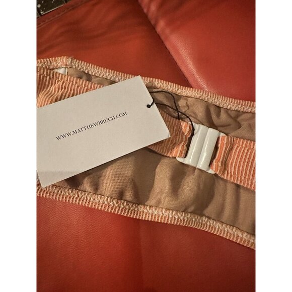 MATTHEW BRUCH Daria High Waist Bikini Top in Orange & Oatmeal Rib - Picture 7 of 7